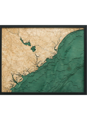 South Carolina Coast Wood Map