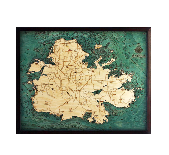 Antigua Wood Map