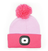 Kids Rechargeable LED Pom Beanie - Lavender/Pink