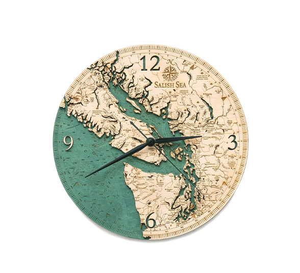 Salish Sea Wood Clock 12”