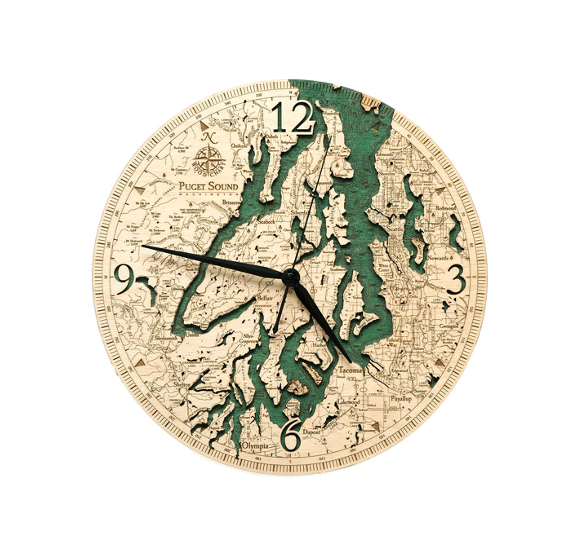 Puget Sound Wood Clock 12”