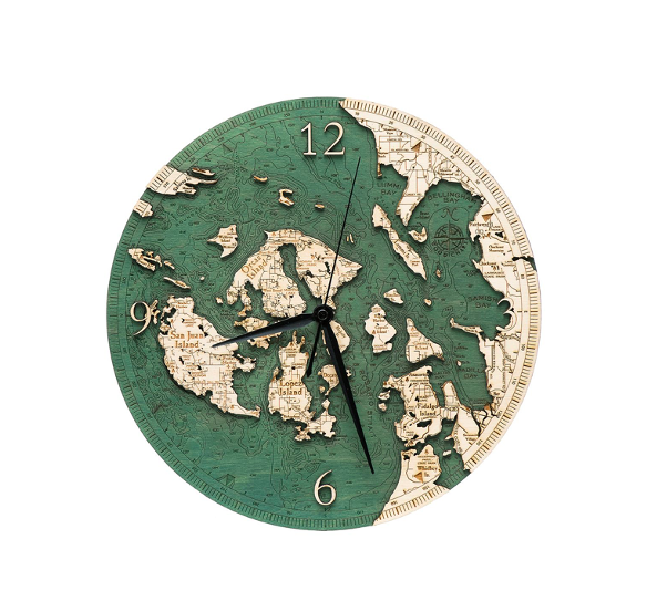 San Juan Islands Wood Clock 12”