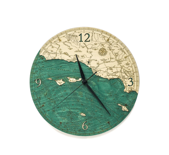 Santa Barbara/Channel Islands Wood Clock 12”