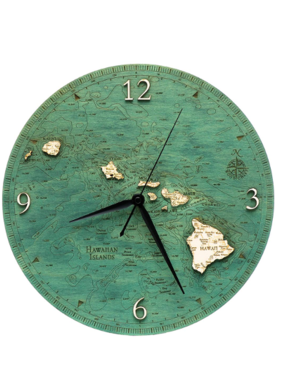 Hawaiian Islands Wood Clock 12”