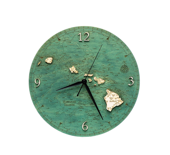 Hawaiian Islands Wood Clock 12”