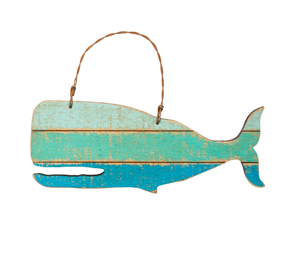 Sea Creature Whale & Anchor Wood Ornament