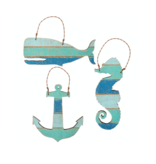 Sea Creature Whale & Anchor Wood Ornament