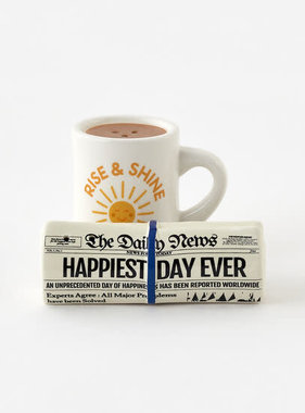 Coffee & Morning News Salt & Pepper, Gift Box, Ceramic, 2.50", 3.50"