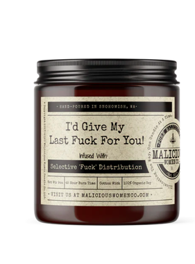 Give My Last Fuck Soy Candle 9oz - Infused with Selective Fuck & Blueberry Cobbler Scent