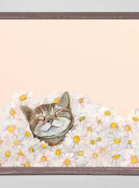 Feline Friends - Happy Cat in Daisies 6” x 6”