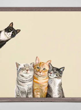 Feline Friends - Three Cats Plus One 6” x 6”