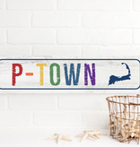 Barn Wood Sign - P-Town Rainbow License Plate 6" x 24"