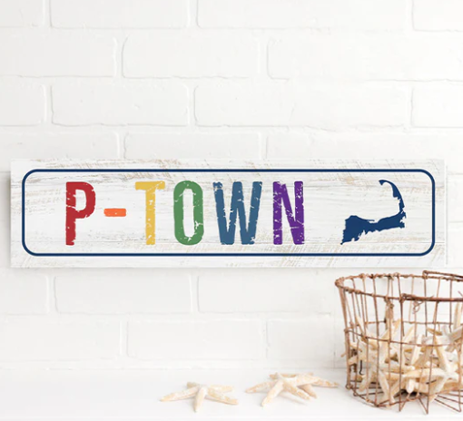P-Town Rainbow License Plate Barn Wood Sign 6" x 24"
