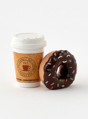 Coffee and Donut Salt & Pepper, Gift Box, Ceramic, 2.75", 2."