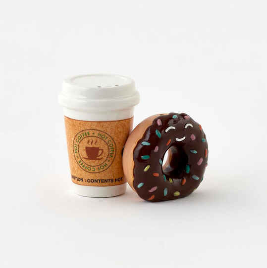 Coffee and Donut Salt & Pepper, Gift Box, Ceramic, 2.75", 2."