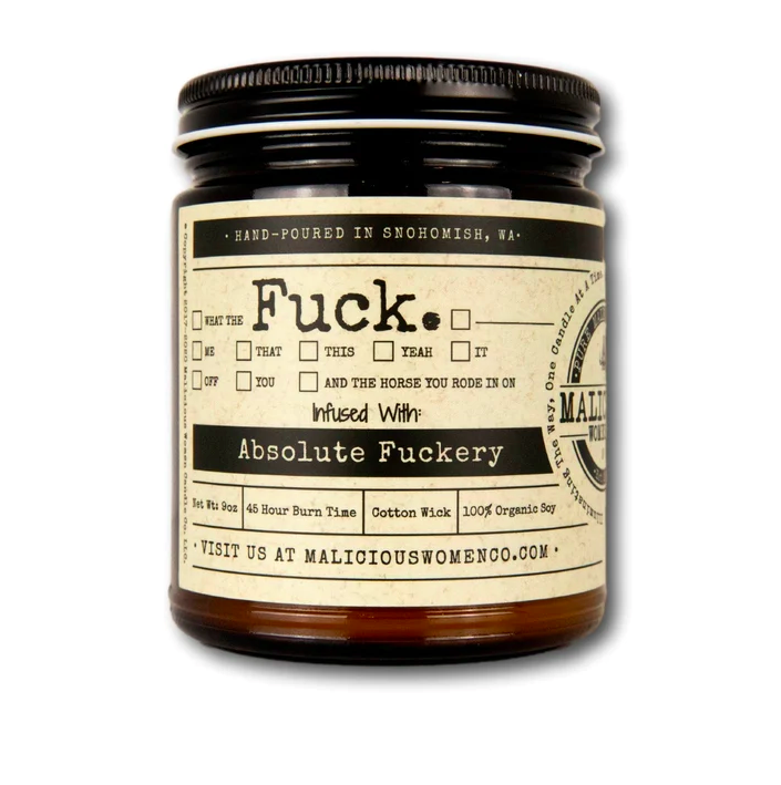 All the Fucks Soy Candle 9oz - Oakmoss & Amber Scent