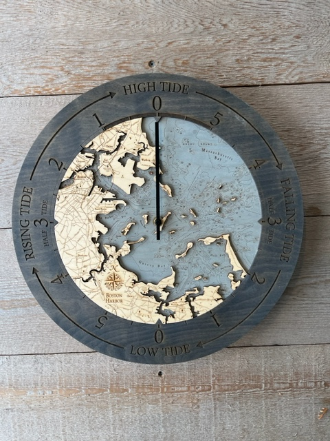 Tide Clock - Boston Harbor Wood 18”
