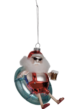 Glass Ornament - Santa Floaty