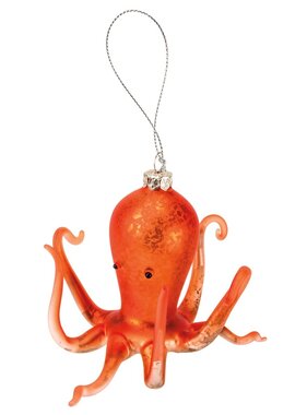 Glass Ornament - Coral Octopus