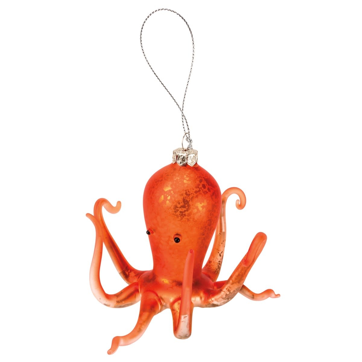 Glass Ornament - Coral Octopus