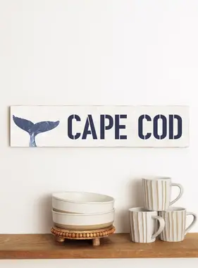 Barn Wood Sign - Cape Cod Indigo Whale Tail 6" x 24"