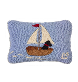 Skiff Sailing Lab Hooked Wool Pillow 8” x 12”