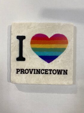 I Love Provincetown Coaster - Natural Stone