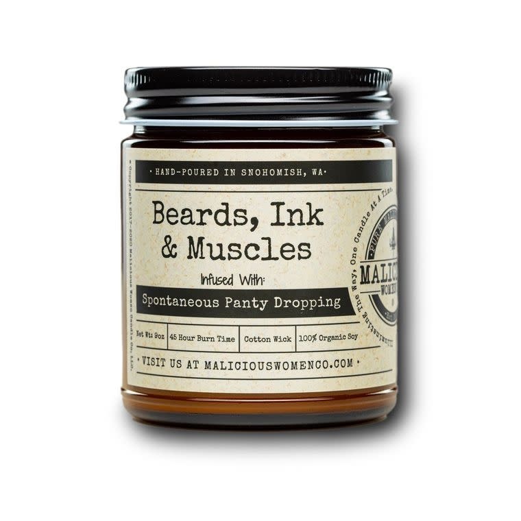 Beards, Ink & Muscles Soy Candle 9oz - Cedar & Suede Scent