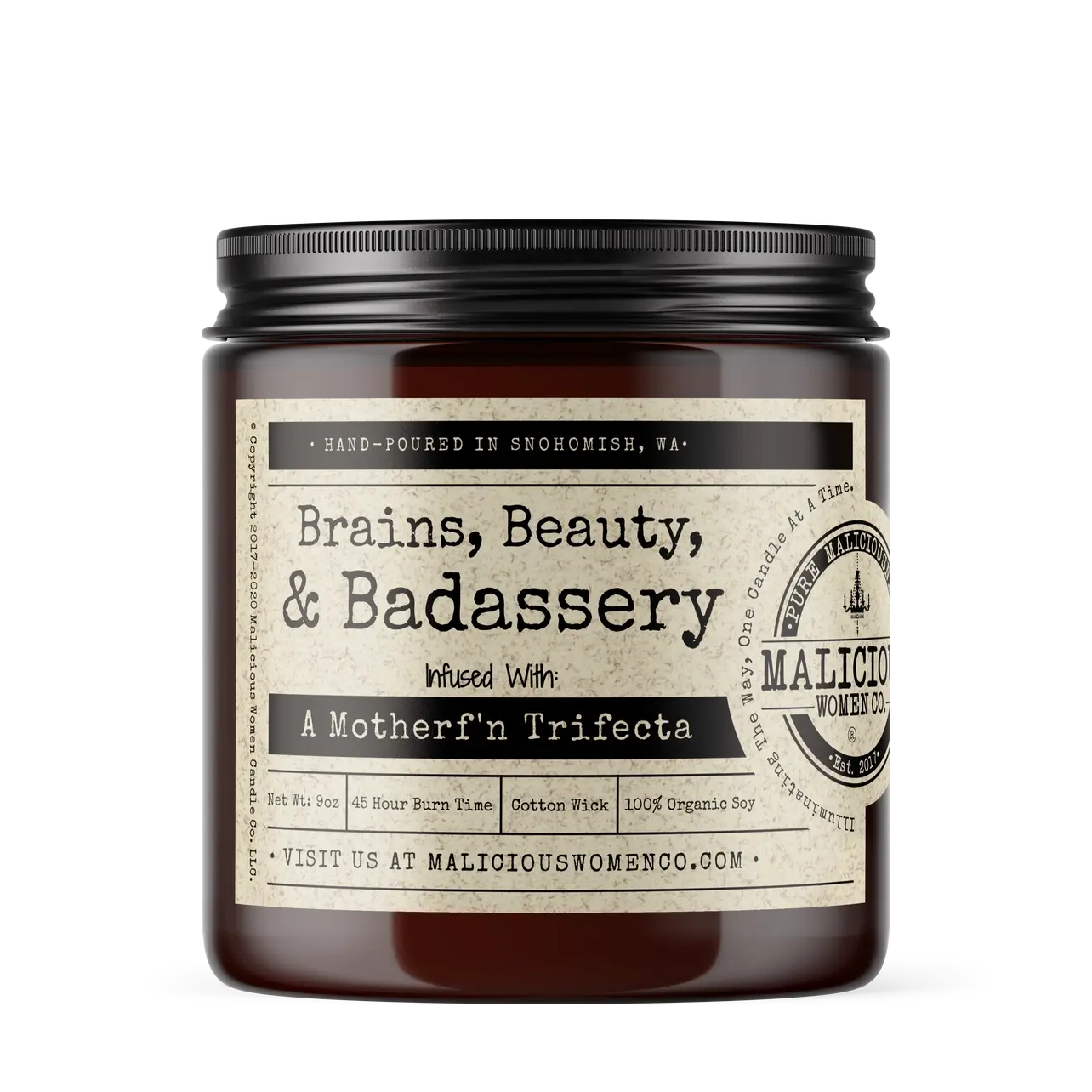 Brains, Beauty, & Badassery Soy Candle 9oz - Cabernet All Day Scent