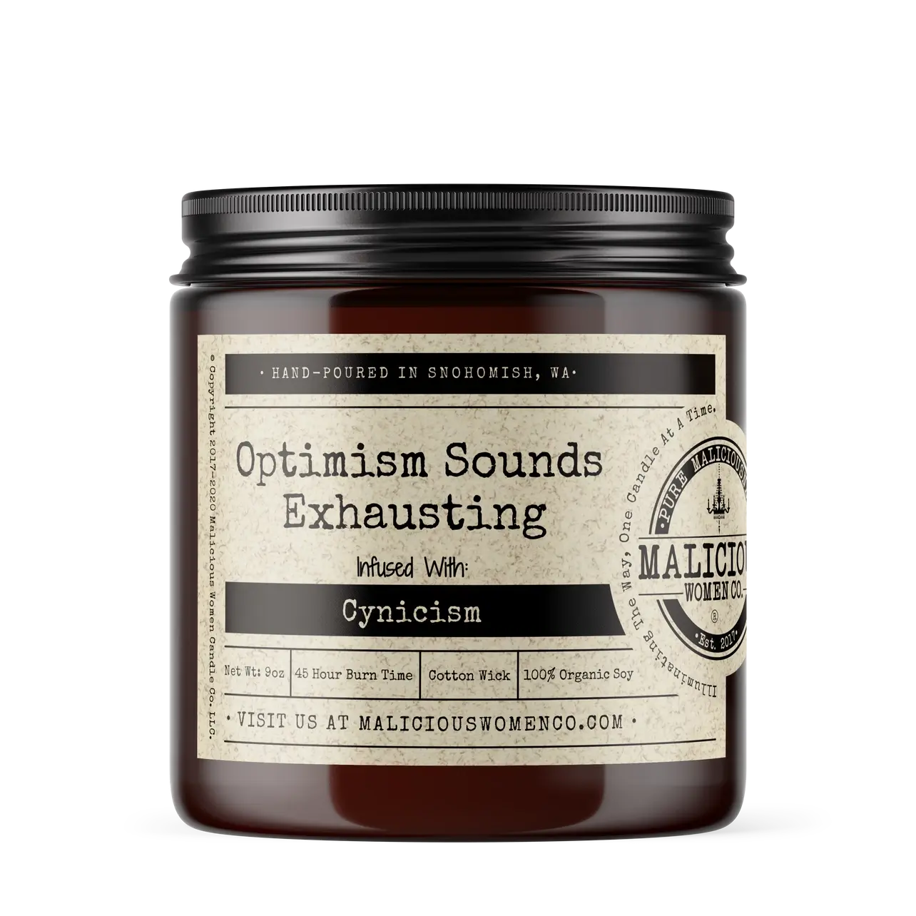 Optimism Sounds Exhausting Soy Candle 9oz - Take A Hike Scent