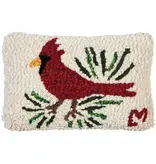 Cardinal Hooked Wool Pillow 8” x 12”