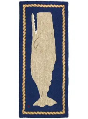 Moby Dick Whale Rug Runner - Blue & White 2.5' x 6'