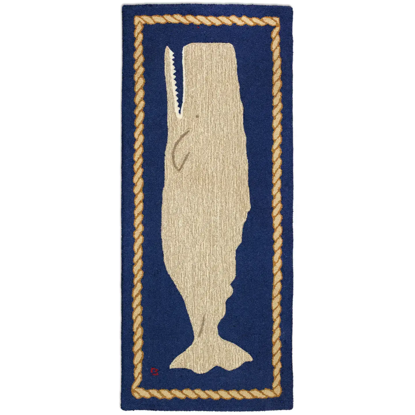 Moby Dick Whale Rug Runner - Blue & White 2.5' x 6'
