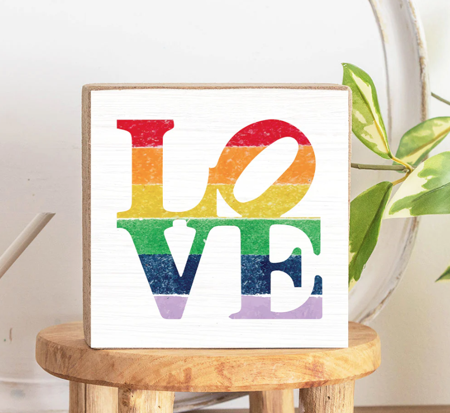 Square Block - Stacked LOVE Rainbow