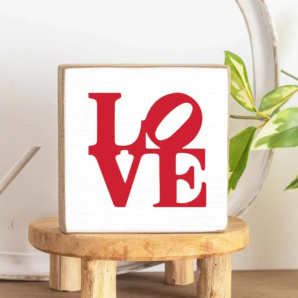 Square Block - Stacked LOVE Red
