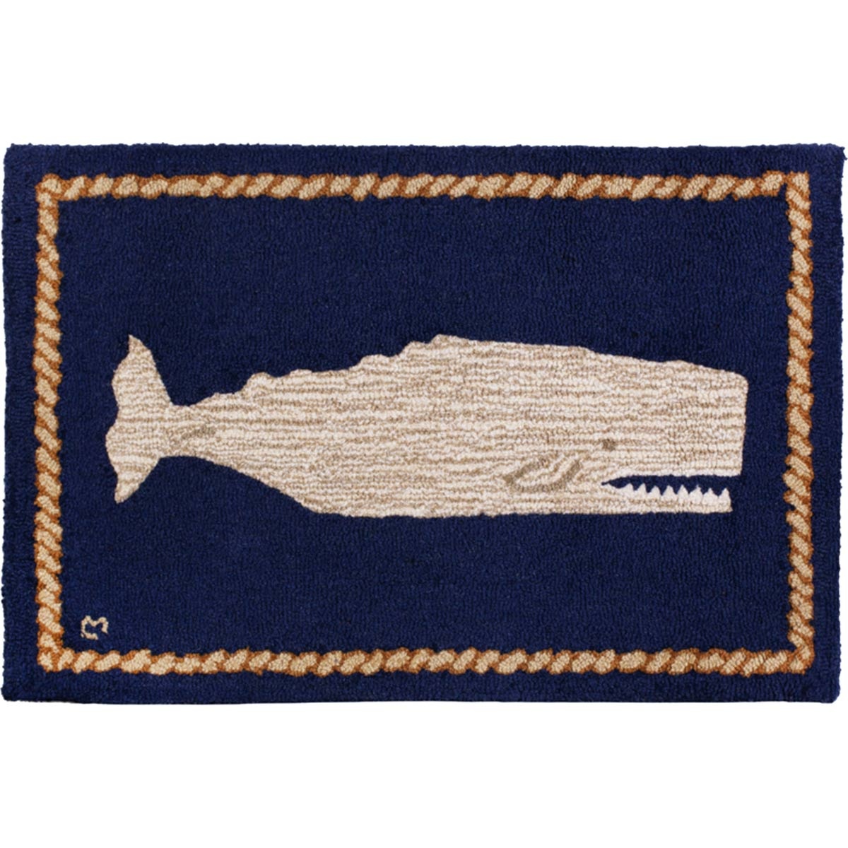 Moby Dick Whale Rug - Blue & White 2’ x 3'