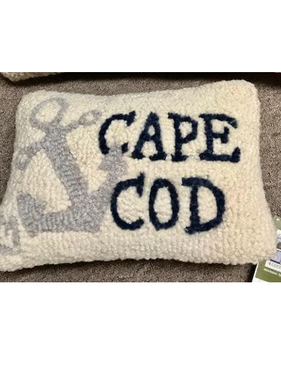 Cape Anchor Hooked Wool Pillow 8” x 12”