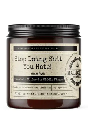 Stop Doing Shit Soy Candle 9oz - Berry Bellini Scent