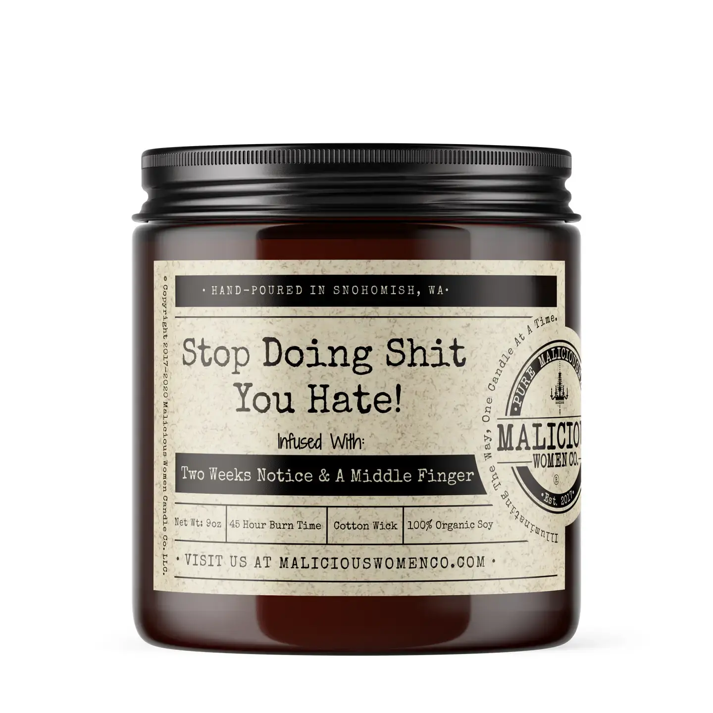 Stop Doing Shit Soy Candle 9oz - Berry Bellini Scent