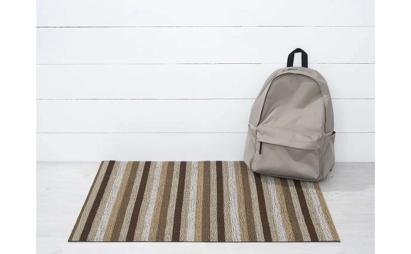 Chilewich Even Stripe Shag Utility Mat - Mocha 24" x 36"