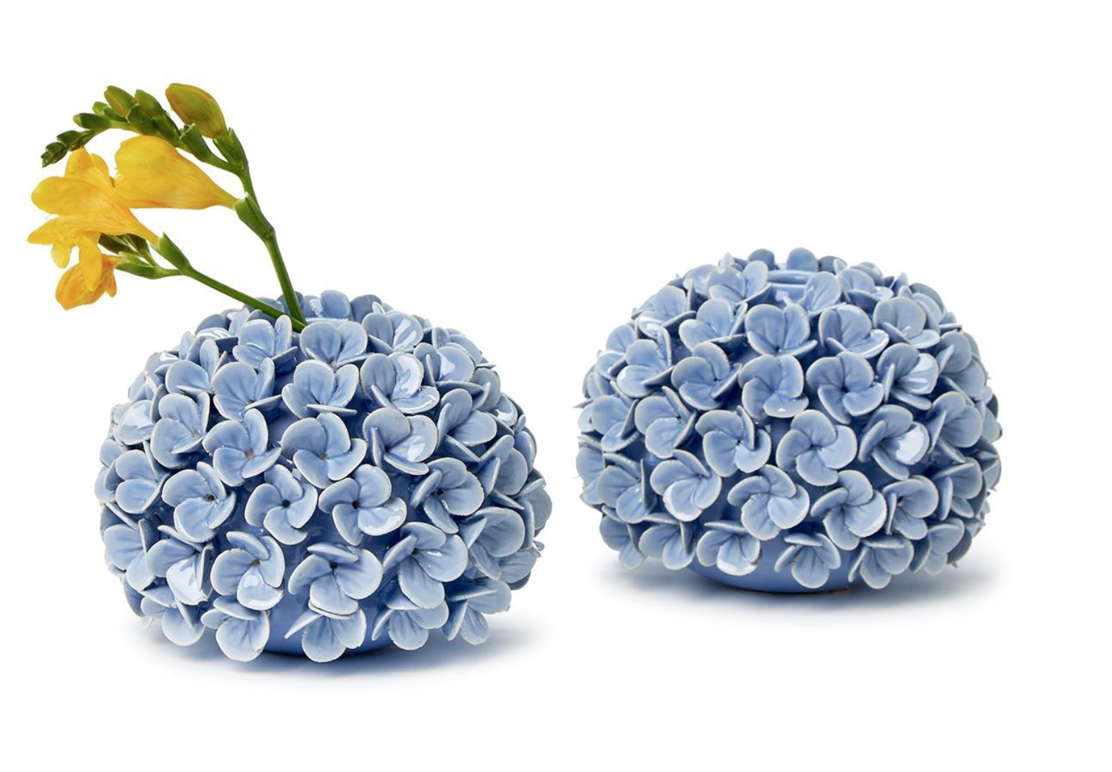 Hydrangea Flower Bud Vase/Taper Candle Holders - Porcelain