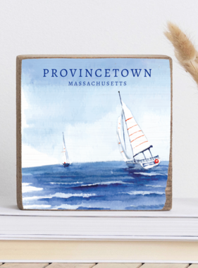 Square Block - Provincetown Open Sea White Sailboat