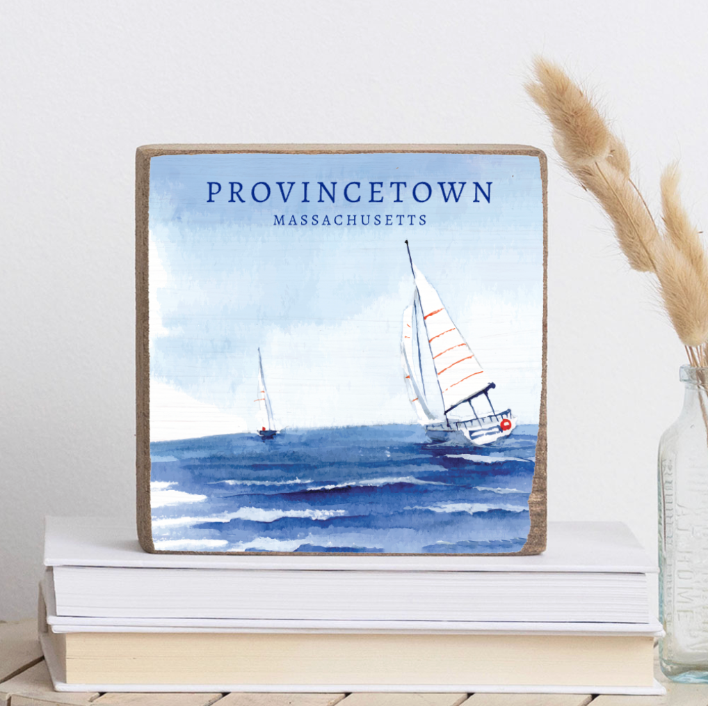 Square Block - Provincetown Open Sea White Sailboat