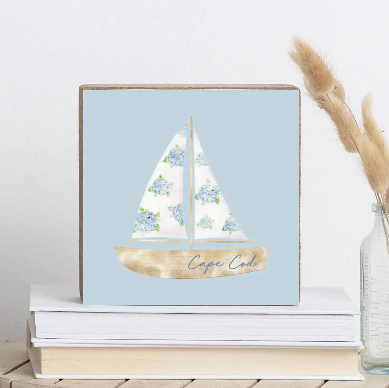 Square Block - Hydrangea Sailboat Cape Cod
