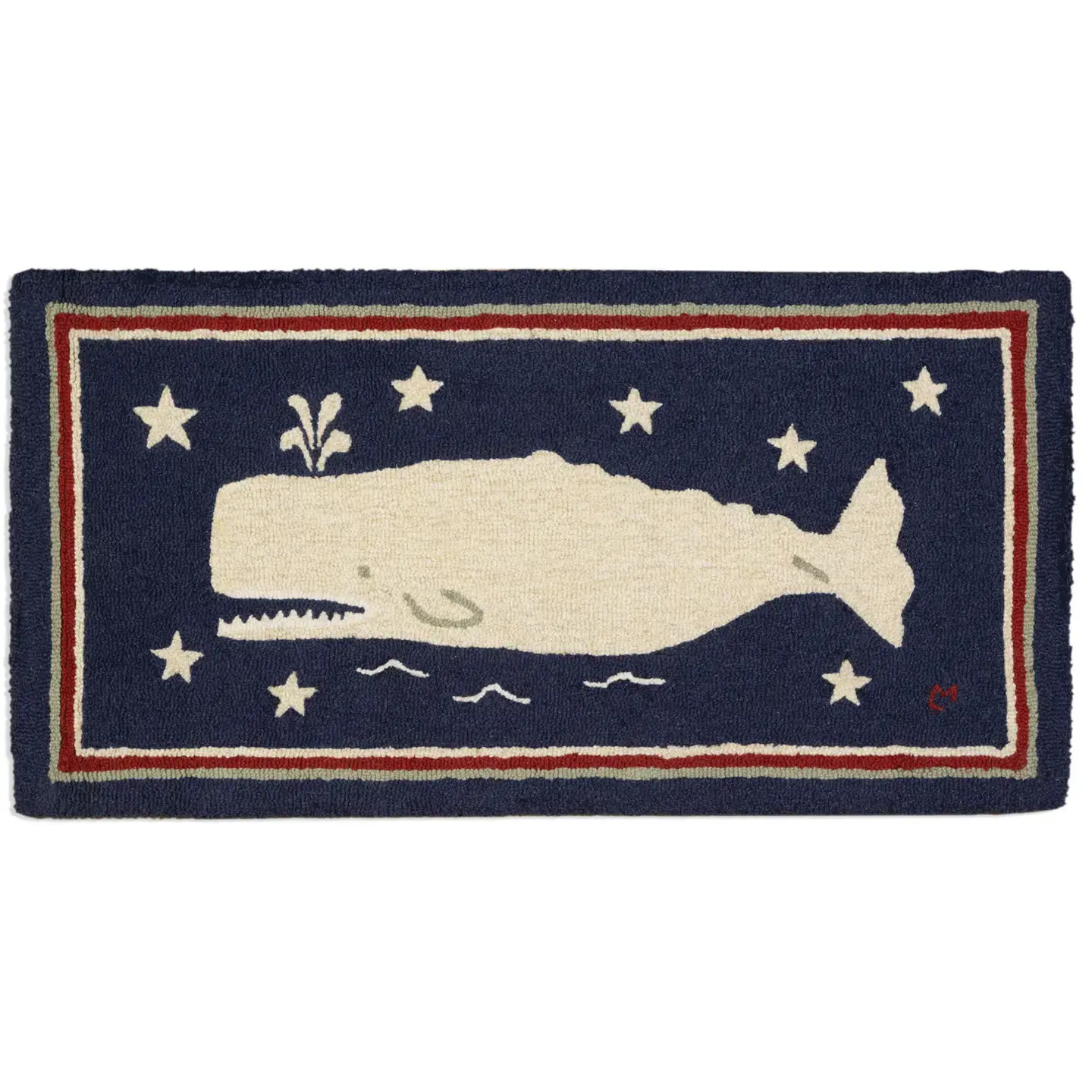 Whale Spout Nautical Rug - Red, White & Blue 2’ x 4'