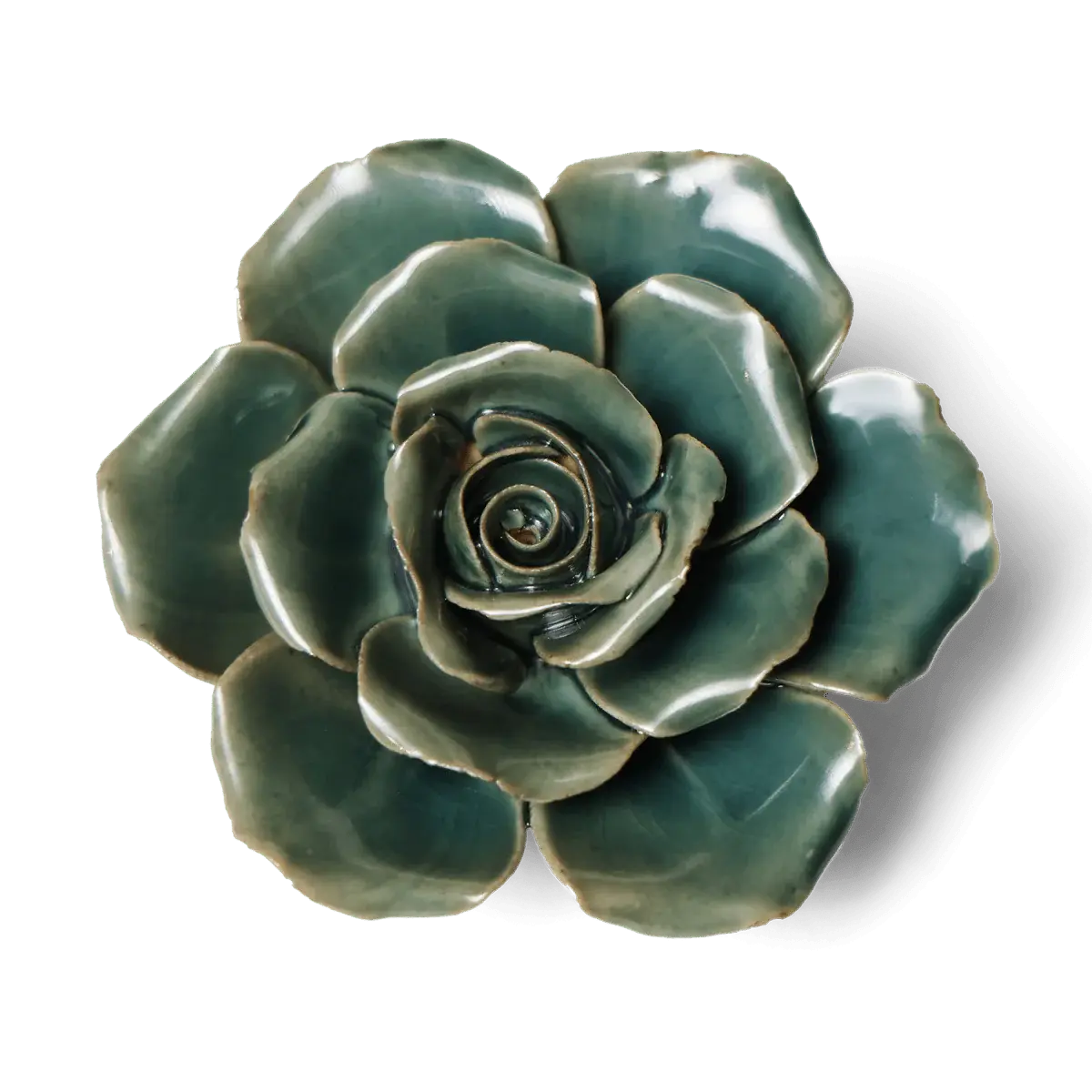 Ceramic Flower Rose Teal 24