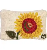 Bright Sunflower Hooked Wool Pillow 8” x 12”
