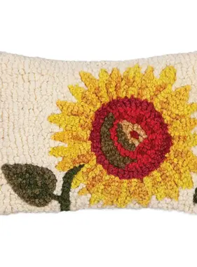 Bright Sunflower Hooked Wool Pillow 8” x 12”