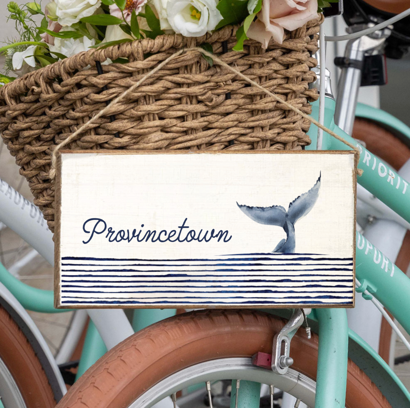 Twine Sign - Provincetown Whale Tail Stripe