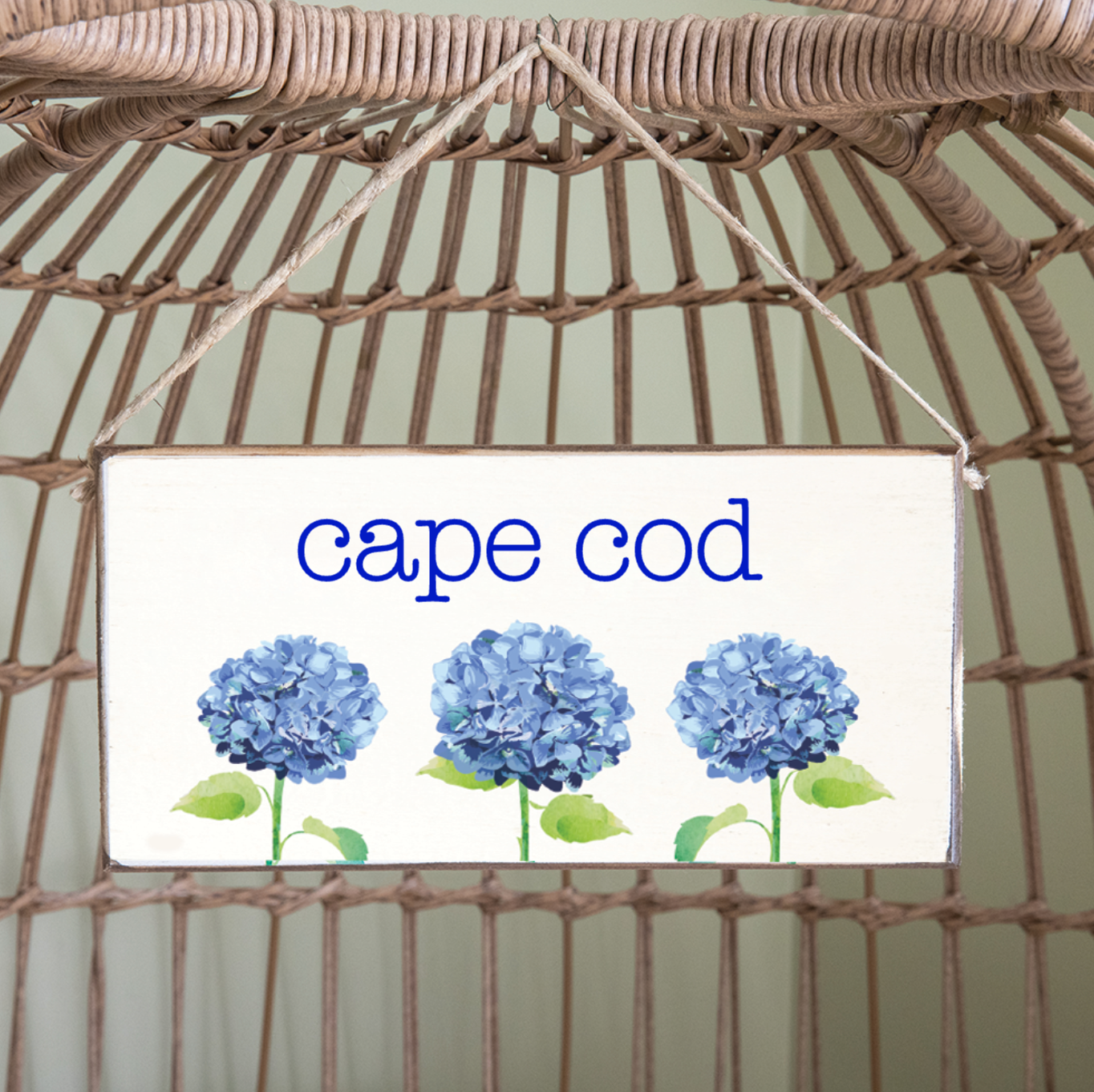 Twine Sign - Cape Cod Hydrangeas w/Stem